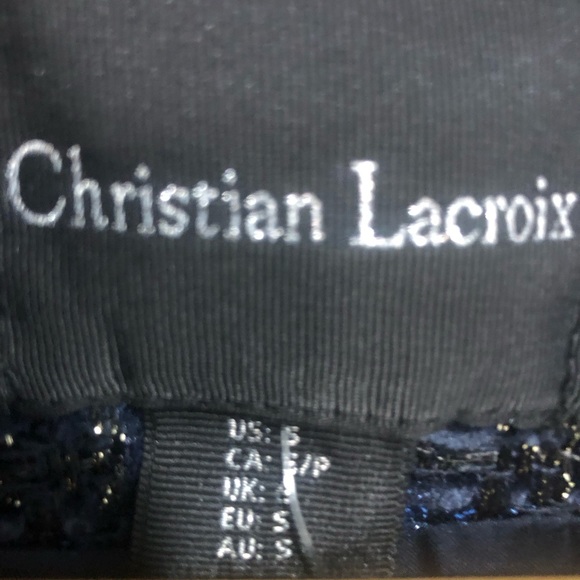 NWT Christian Lacroix blue tweed cropped open ladies jacket blazer size Small - Picture 8 of 9